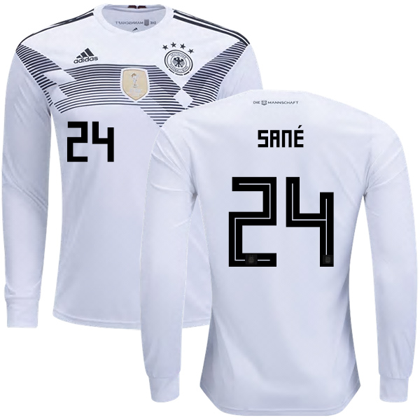 Germany #24 Sane Home Long Sleeves Kid Soccer Country Jersey - Click Image to Close